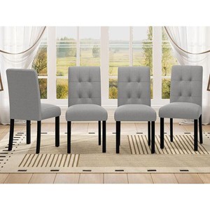 CAVINAS 4 Piece Modern Tufted Dining Chair Set,Accent Chair with Linen Upholstered,Black Rubber Wood Legs,Chair for Living Room,Dining Room - 1 of 4