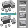 7-Pieces Outdoor Patio Furniture Set, Outdoor All-Weather Rattan Sectional Sofa with Glass Table Chairs, Patio Deals for Garden  Balcony Lounge gery - 3 of 4