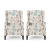 Christopher Knight Home Set of 2 Wescott Contemporary Fabric Recliners Light Beige with Blue Floral/Dark Brown : Upholstered Wingback Accent Chairs - 2 of 4