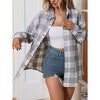 Womens Fashion Plaid Flannel Jacket Casual Long Sleeve Button Collared Neck Oversized Shirts - 4 of 4