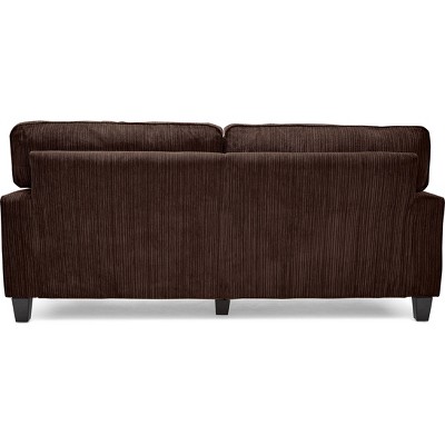 Palisades Compact Linen Fabric Sofa with Wood Accents, Riverfront Brown
