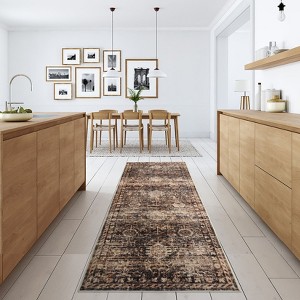 Coolmee Washable Area Rug for Living Room Distressed Vintage Soft Boho Floral Rug Non Slip Accent Carpet for Home Office - 1 of 4