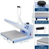16x24 Digital Professional Sublimation Heat Press - Industrial Quality, Fast Heating & Adjustable Pressure for T-Shirts, Light Blue - 2 of 4