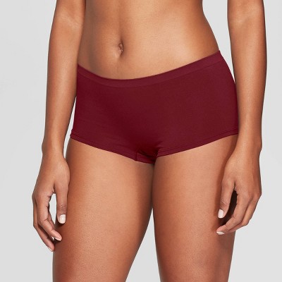 Soma Women's No Show Microfiber Boyshort Underwear In Red Size Xs