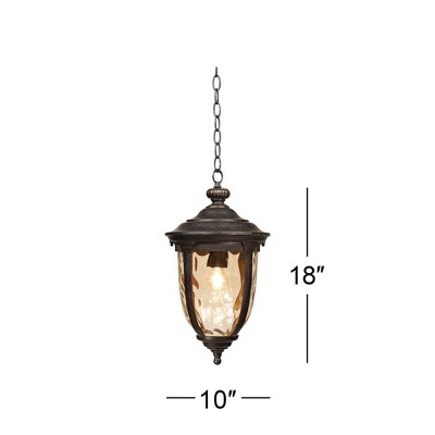 Bellagio Bronze 18" Outdoor Hanging Light with Hammered Glass