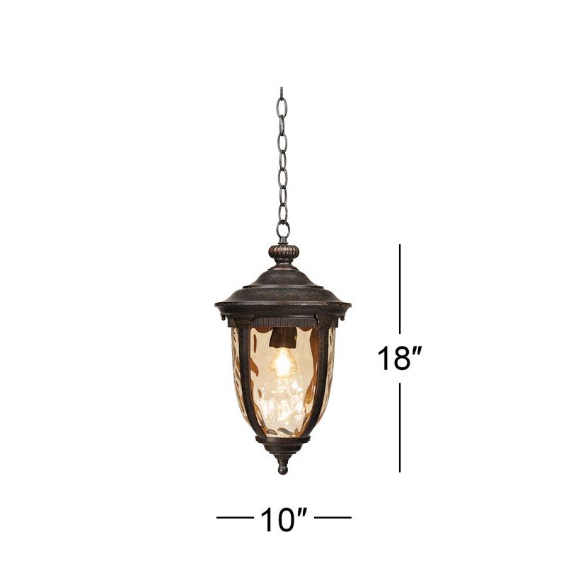John Timberland Bellagio Rustic Outdoor Hanging Light Bronze 18" Champagne Hammered Glass Damp Rated for Post Exterior Barn Deck House Porch Patio, 4 of 8