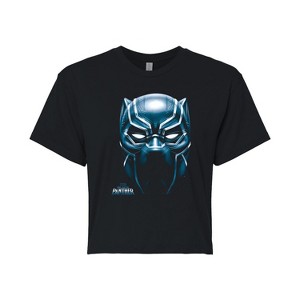 Women's - Marvel - Black Panther Mask Oversized Cropped Graphic T-Shirt - 1 of 4