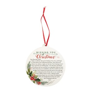 Dicksons Missing You at Christmas Red Holly 4.25 x 4 MDF Decorative Hanging Ornament - 1 of 4