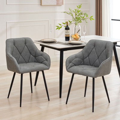 Hyleory Vintage Leather Dining Chairs Set of 2, Swivel Counter Stools for Kitchen Island, 360° Rotating Bar Height Chairs with Padded Seat