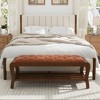Arceso Bedroom Bench, 49" End of Bed Bench with Shelf, PU Leather Upholstered Entryway Bench with Wooden Legs, Storage Ottoman Bench for Bedroom - 3 of 4