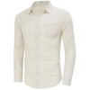 Mens Button Down Linen Shirts Casual Long Sleeve Dress Shirts Regular Fit Cotton Beach Yoga Shirts with Pocket - 2 of 4