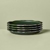 Set of 4 7" Stoneware Carved Ribbed Edge Appetizer Plate Tree Icon Green - Hearth & Hand™ with Magnolia - 3 of 4
