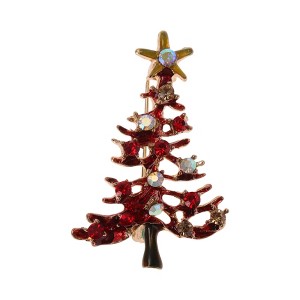 Unique Bargains Christmas Brooches YNCP1318 Christmas Tree Red Alloy Dripping Wax 1.3"x1.89" 1 Pc - 1 of 4