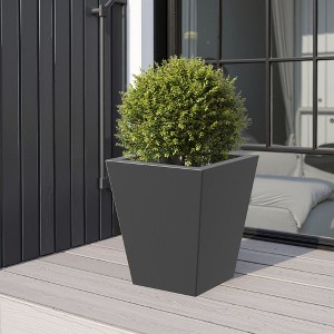 22 Inch Tall Metal Tapered Planter – Indoor/Outdoor Garden Pot with Drainage Hole & Rubber Plug – Burnished Grey - 1 of 4