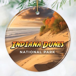 Indiana Dunes National Park Retro Style Ornament, Indiana USA Tourist Attraction and Gift| OrnamentallyYou - 1 of 4