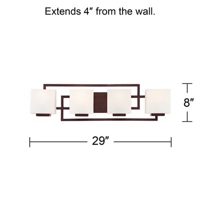 Bronze 30" Geometric 4-Light Wall Fixture with Opal Glass Shades