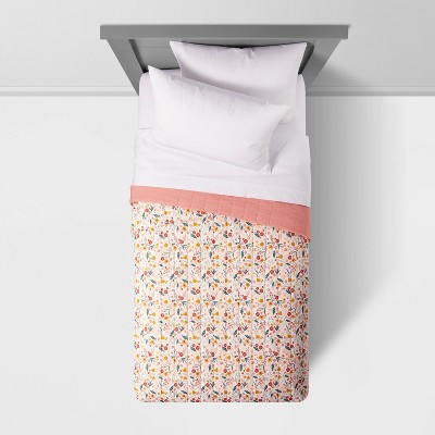 Twin White Cotton Floral Kids' Quilt