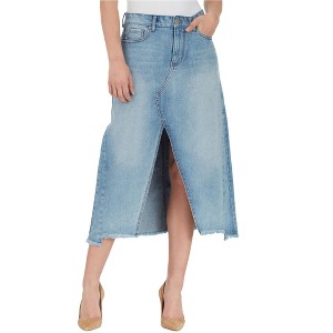 William Rast Womens Slitted Midi Denim A-line Skirt - 1 of 1