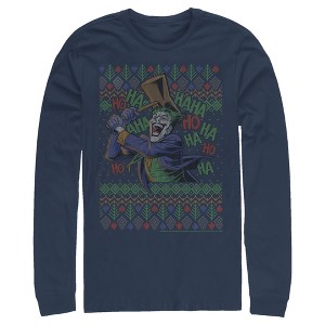 Men's Batman Ugly Christmas Joker Hammer Long Sleeve Shirt - 1 of 3