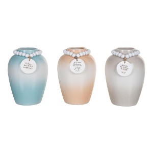 Transpac Stoneware Vase with Beaded Tag Set of 3 Spring Home Decorations - 1 of 1