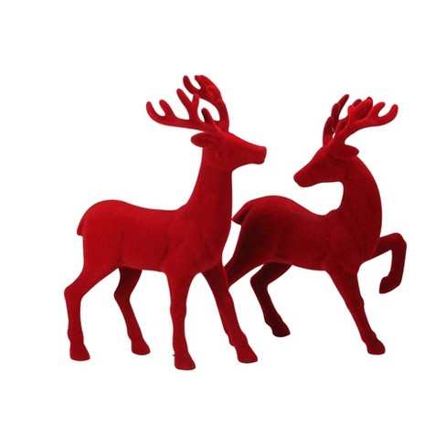 Roman Set Of 2 Red Textured Standing Reindeer Christmas Tabletop Decoration 18 Target