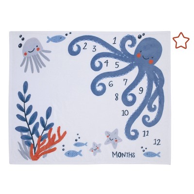 NoJo Under The Sea Super Soft Photo Op Milestone Baby Blanket - Blue