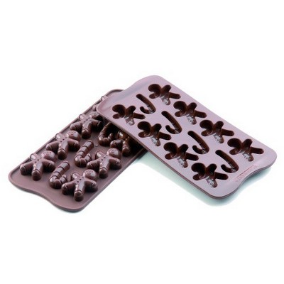 Silikomart Gingerbread Man Silicone Assorted Easy Chocolate Mold - Brown