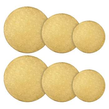 Juvale Set of 6 Gold Cake Drums, 8, 10 and 12 Inch Round Boards for Baking (2 of Each Size)