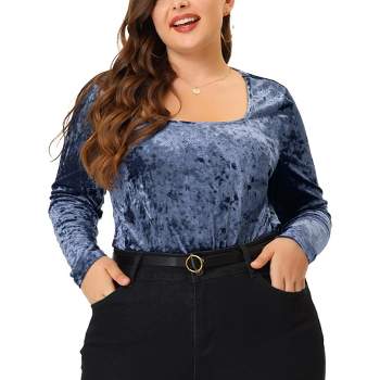 Cymmpu Womens Tops Fall and Winter Casual Long Sleeve Button Velvet Shirt Solid Lapel Blouse with Pocket Blue S M L XL, Women's, Size: Small