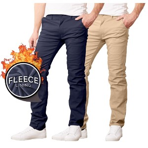 JumpStart Men’s Slim Fit  Heavyweight Fleece-Lined Stretch Chino Uniform Work Pants -2 Pack - 1 of 4