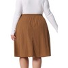 Agnes Orinda Women's Plus Size Elastic High Waist Button Front Pockets Midi Corduroy A Line Skirts - 4 of 4
