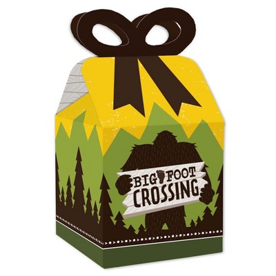 Big Dot of Happiness Sasquatch Crossing - Square Favor Gift Boxes - Bigfoot Party or Birthday Party Bow Boxes - Set of 12