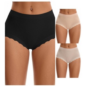 INSPIRE CHIC 3 Packs Women's High Waisted Breathable Tummy Control Underpants - 1 of 4