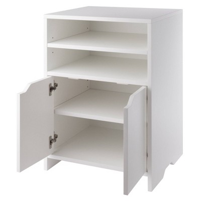 White Freestanding Office Storage Cabinet with Adjustable Shelving