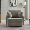 Hrinhom 40.6" W Modern Swivel Accent Chair With Pillows,Corduroy Upholstered Swivel Sofa Chair-Ivory - 2 of 4