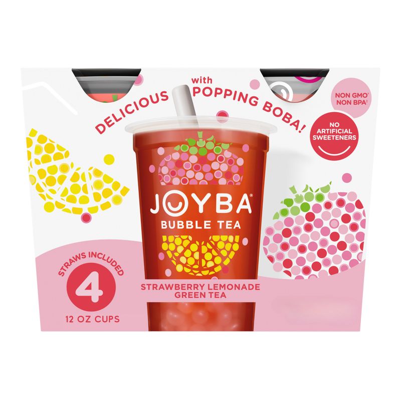JOYBA Strawberry Lemonade Green Bubble Tea - 4pk/12 fl oz Cups, 1 of 11