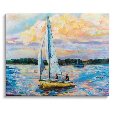 Stupell Industries Vivid Nautical Sailboat Landscape Canvas Wall Art