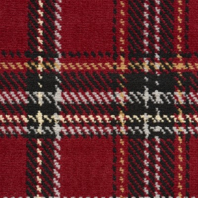 Red Plaid Rectangular Synthetic Area Rug 7' x 10'