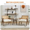 Mid-Century Accent Chair Set of 2 - Farmhouse Wood Armchair with Rattan Backrest & Linen Cushion - 3 of 4