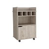 TIRAMISUBEST Beige Bar Cart with Storage - 2 Open Shelves, 4 Cubbies and Cabinet Doors for Organizing Glassware and Bar Essentials - 3 of 4
