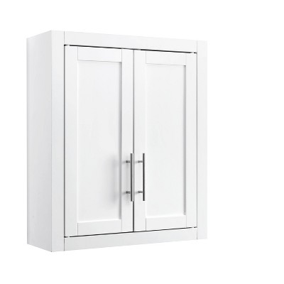 Savannah 31" White MDF Wall-Mounted Bathroom Cabinet with Chrome Hardware