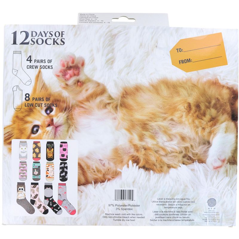 Hypnotic Socks You Gotta Be Kitten Me Womens 12 Days of Socks in Advent Gift Box, 2 of 6