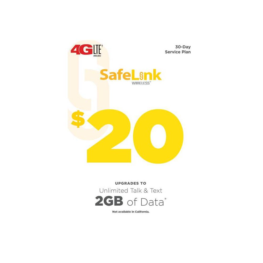 Photos - Gift Card & Voucher $20 SafeLink Wireless Card (Email Delivery)