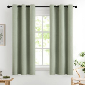 Kate Aurora Set of 2 Thermal Room Darkening Grommet Top Curtains For Small Windows - 63 in. Long - Sage Green - 1 of 4