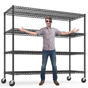 75.6" H Storage Shelves with Wheels, 2500LBS Garage Shelving Heavy Duty Metal Shelves,  Adjustable Pantry Shelf, Commercial Shelving - 1 of 4