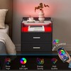 Homhougo Nightstands Set of 2 LED Night Stand with 2 Drawers Black - 3 of 4