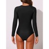 INSPIRE CHIC Women's Long Sleeve Sporty Scoop Neck Zipper Surfing Swimwear Monokini Sets 1 Piece - 3 of 4