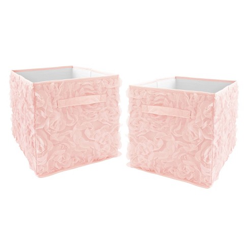 Rose Fabric Storage Bins Blush Pink, Pink Fabric Storage Cubes