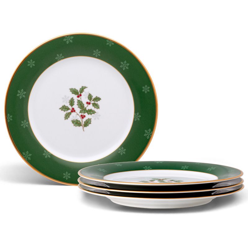 Noritake Holly and Berry Gold Set of 4 Accent/Luncheon Plates, 1 of 4
