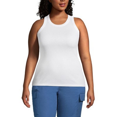 Lands' End Women's 2x2 Rib Crew Neck Tank Top